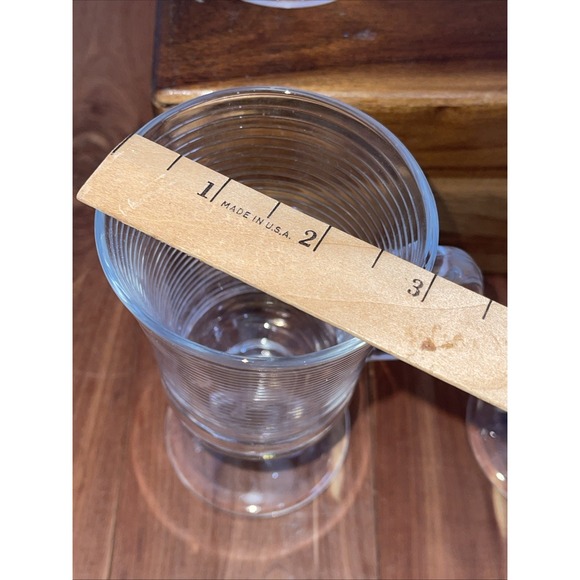 Irish Coffee Mugs Clear Cups Ribbed Pedestal Made in Portugal Set Of 4 Farmhouse - Picture 4 of 6